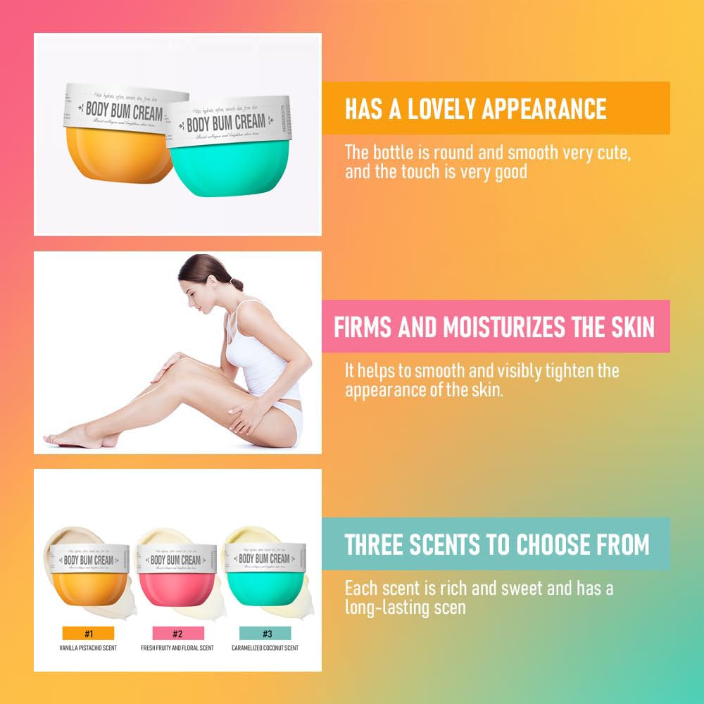 Bum Cream, Thigh and Butt Firming Body Cream, Moisturizing, Smoothening Butt Cream for Women, Lifted and Firm Tightens Skin (Vanilla pistachio)