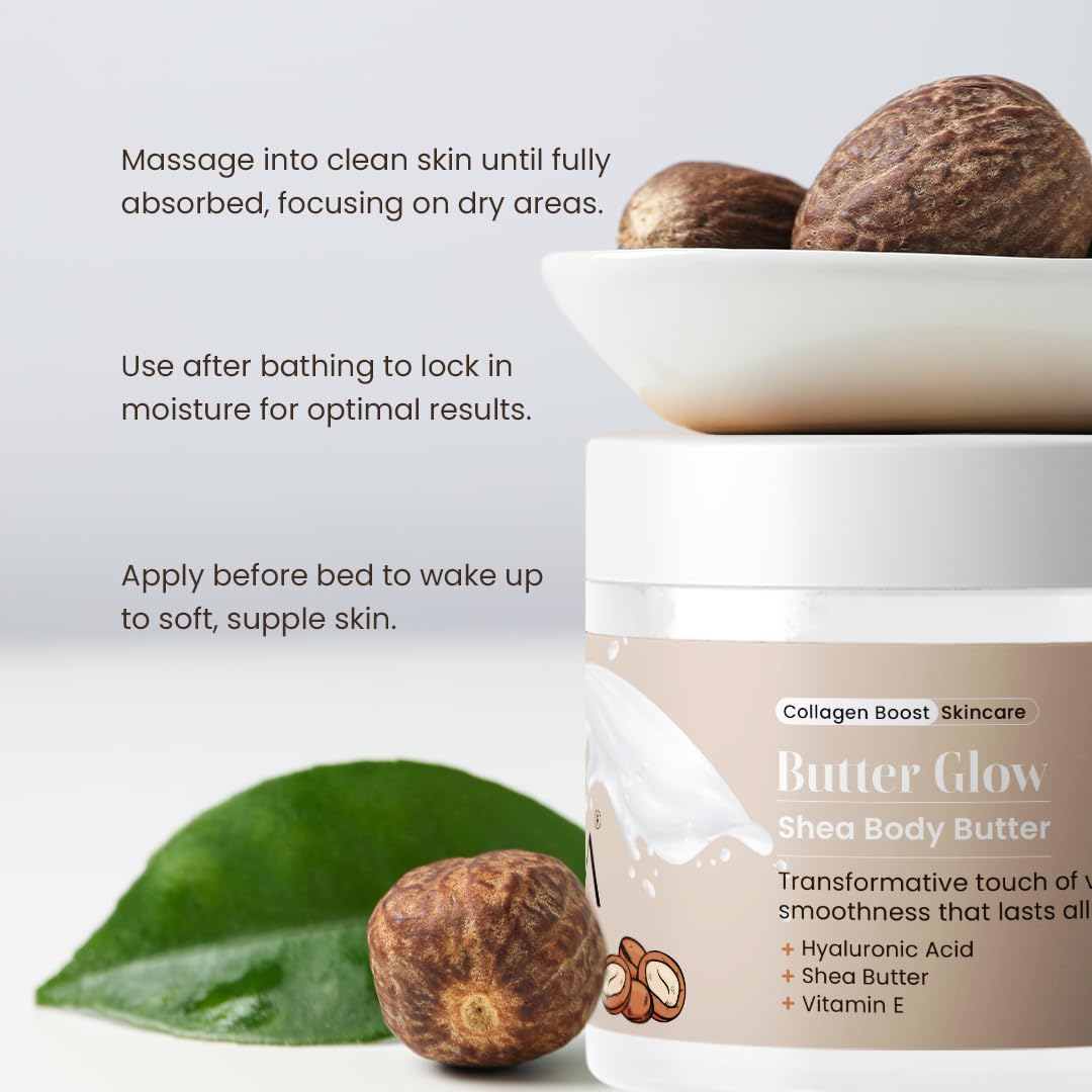 INYVA ButterGlow Shea Body Butter | With Hyaluronic Acid & Shea Butter | Intensive Hydration & Skin Softening | Rich & Creamy Formula | For Dry Skin Relief - 6.76 Oz