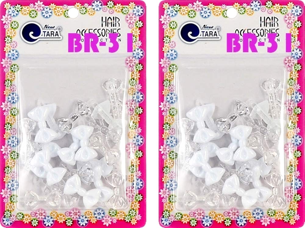 Tara Girls Self Hinge Multi Design Plastic Bow Hair Barrettes Selection Pack Of 2 (BR31)