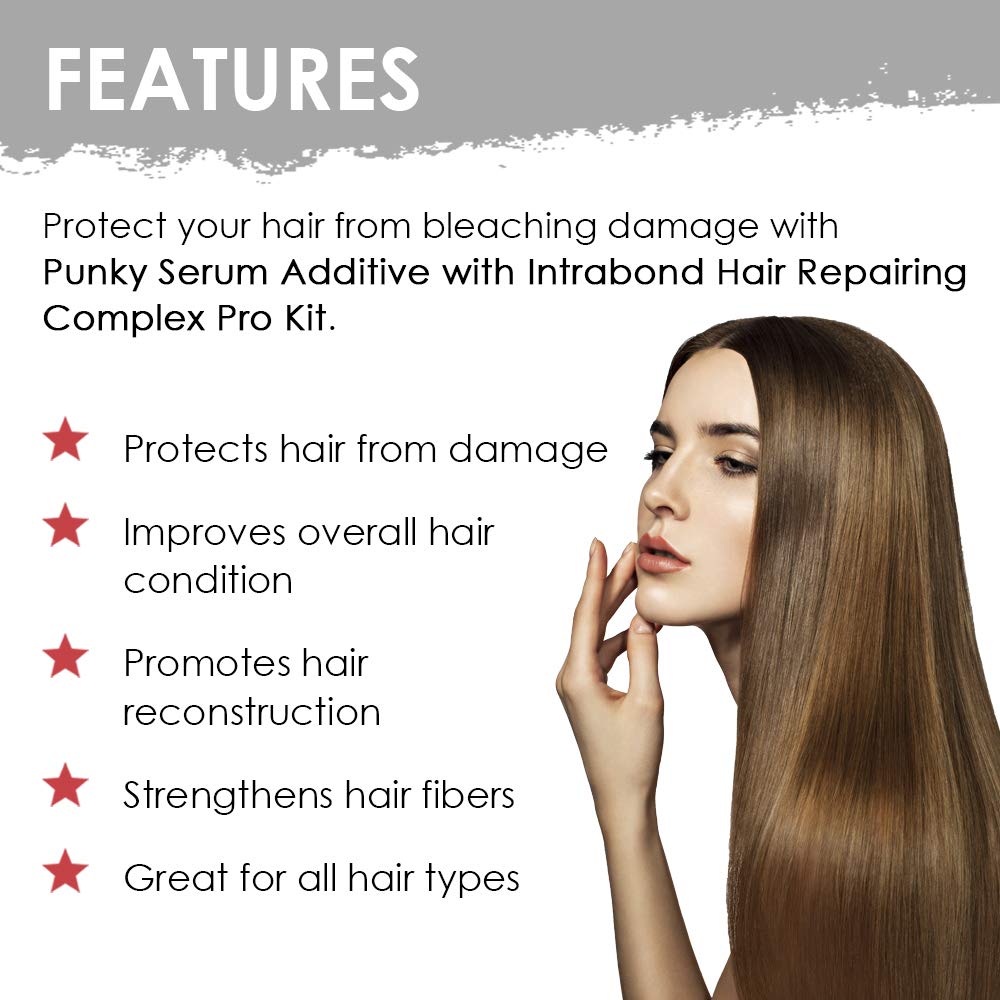 Punky Professional Serum Additive Kit with IntraBond Hair Repair Treatment – Strengthens & Protects Hair, Includes Free Detangler Brush & Comb, 6 Applications