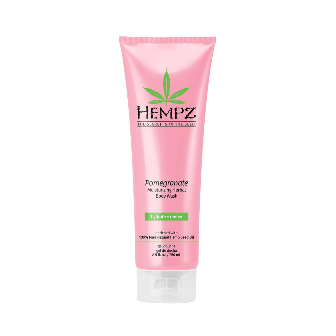 Hempz Herbal Body Wash, Light Pink, Pomegranate, 8.5 Fluid Ounce
