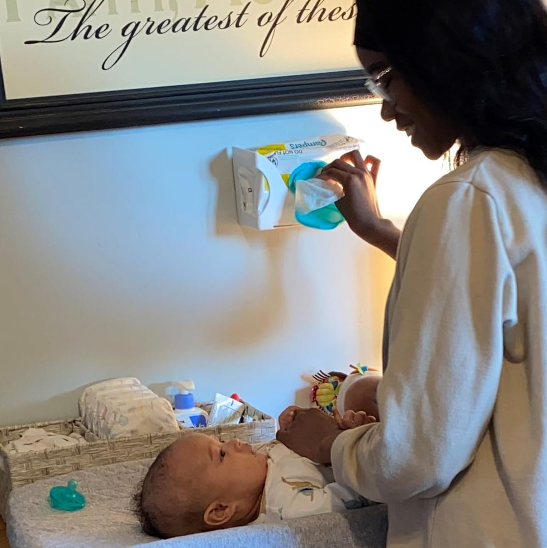 Gadjit Wet Wipes-Baby Wipe Wall Dispenser (2 Pack-WHITE) | Mounts on a Wall and Holds Up to a 84 Count Pack of Wipes | Keeps Wipes Within Easy Reach | One-Handed Wipes Dispensing Diaper Station