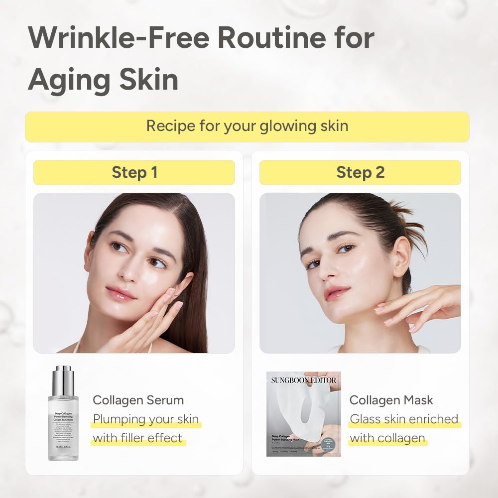 SUNGBOON EDITOR Deep Collagen Anti-wrinkle Cream In Serum | Collagen & Niacinamide Face Serum for Women | Hydrating for Sensitive Skin | Glass Skin Korean Skincare