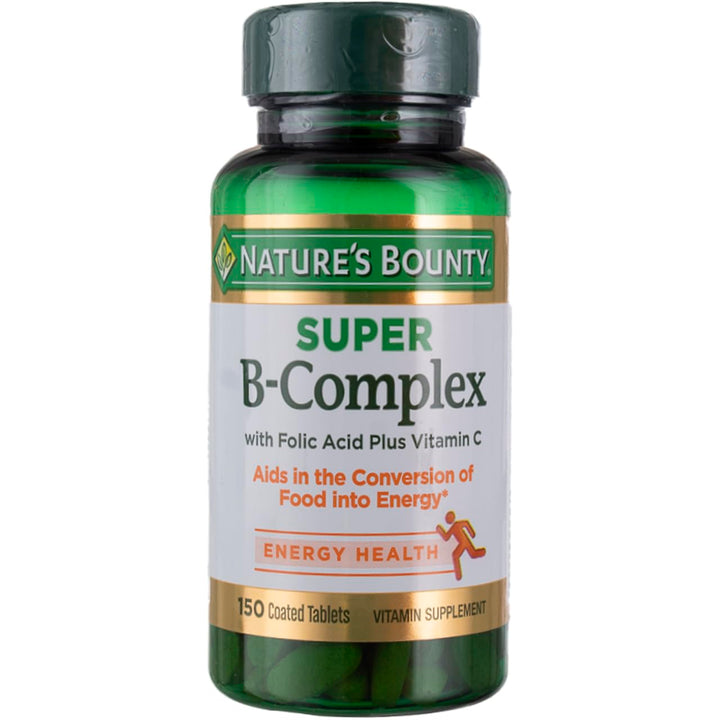 Nature's Bounty Super B Complex with Vitamin C & Folic Acid, Immune & Energy Support, 150 Tablets - Pack of 2