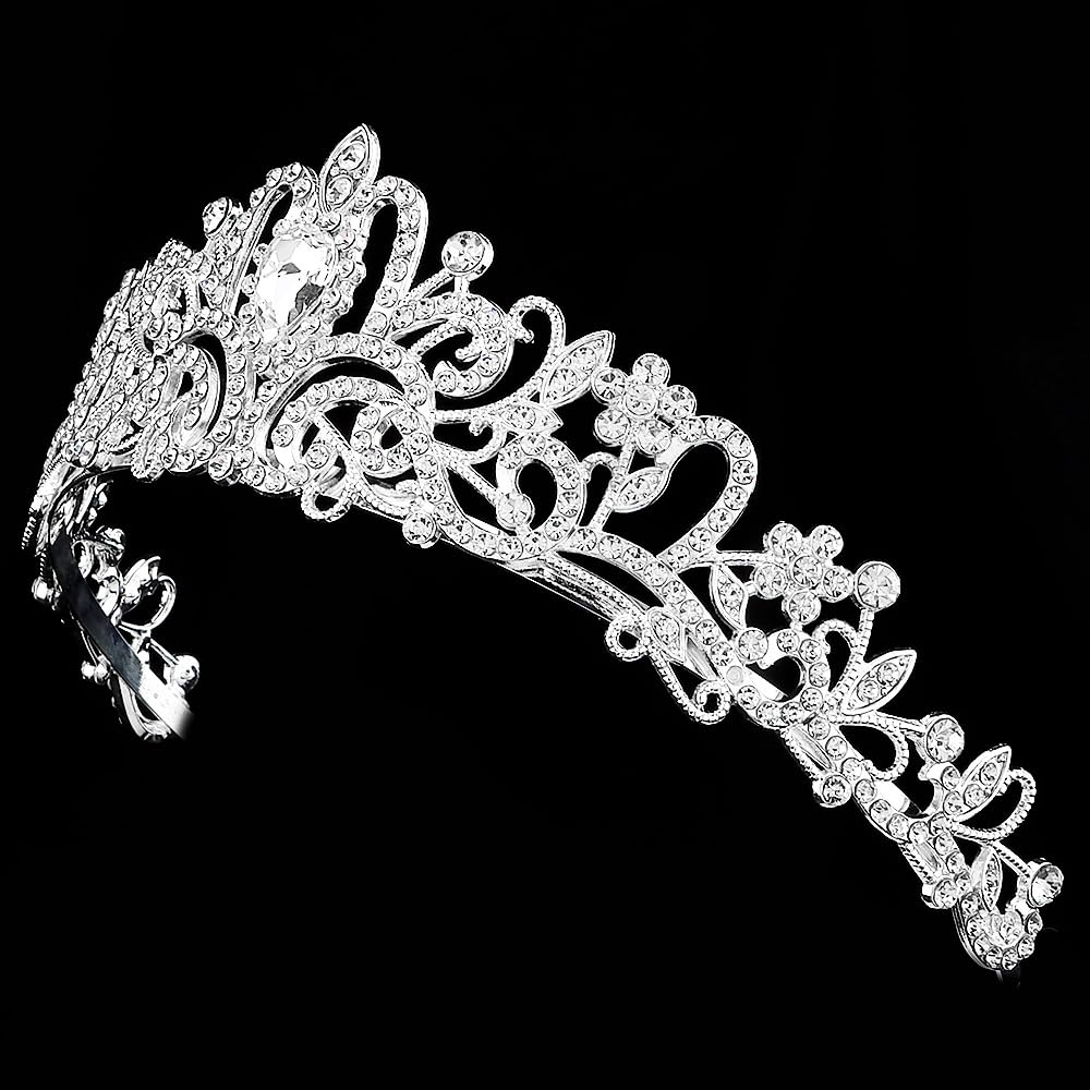 AOPRIE Silver Crystal Tiara Crowns For Women Girls Princess Elegant Crown with Combs Women's Headbands Bridal Wedding Prom Birthday Party Headbands for Women