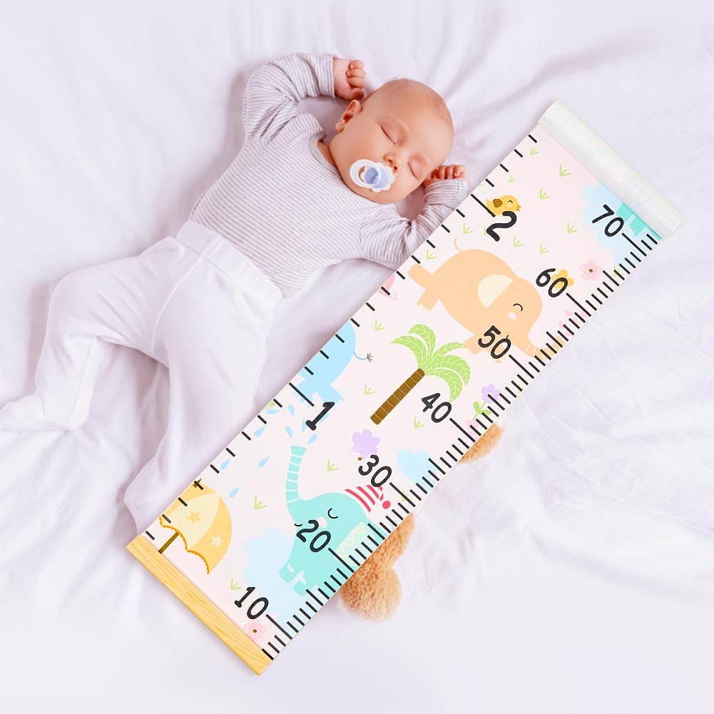 Beinou Baby Growth Chart for Wall Height Chart for Kids Wood Frame Measure Ruler 7.9in x 79in Canvas Hanging Height Measurement for Wall Decor