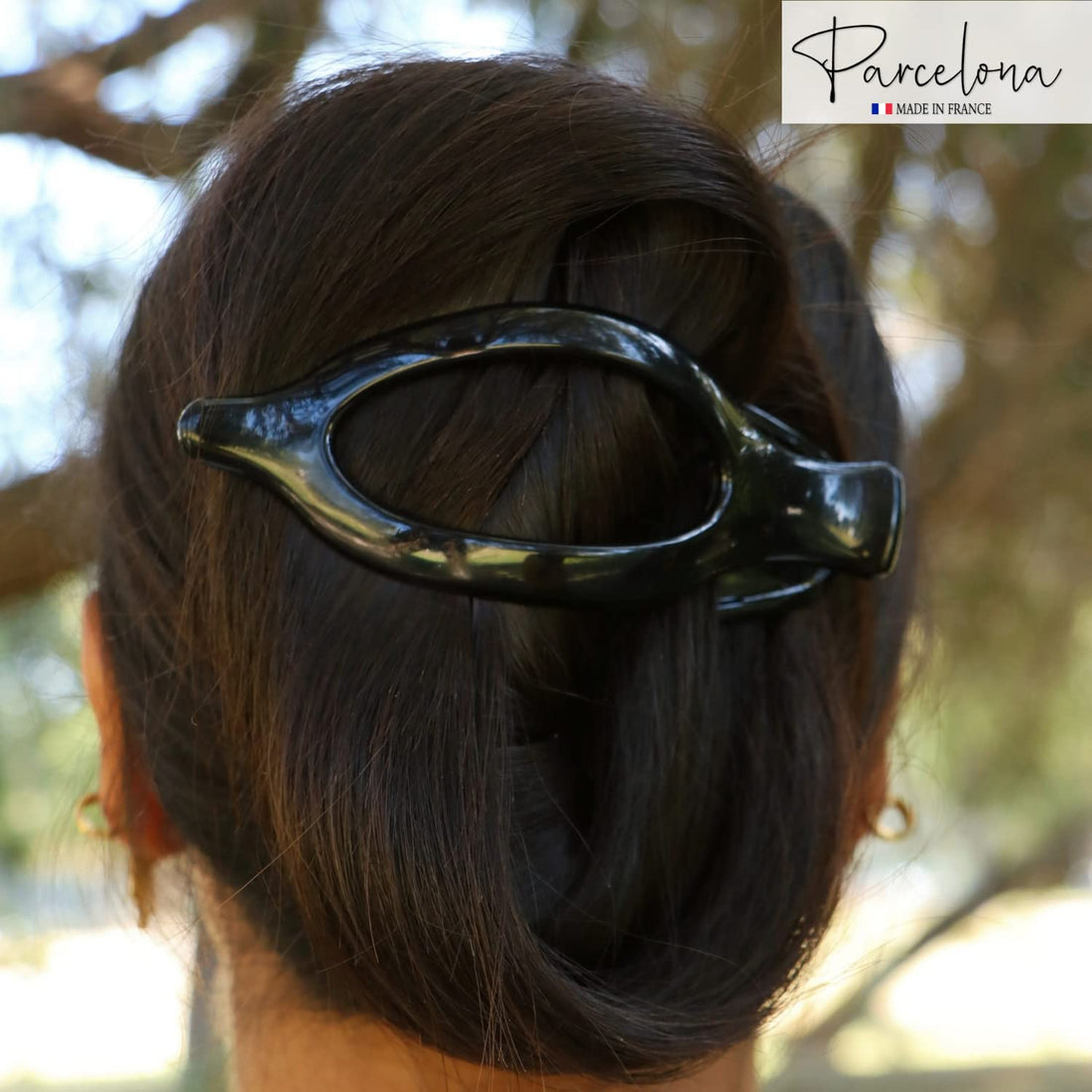 Parcelona France Wide Beak Celluloid Tortoise Shell Side Slide-in Hair Claw Clip (Black)