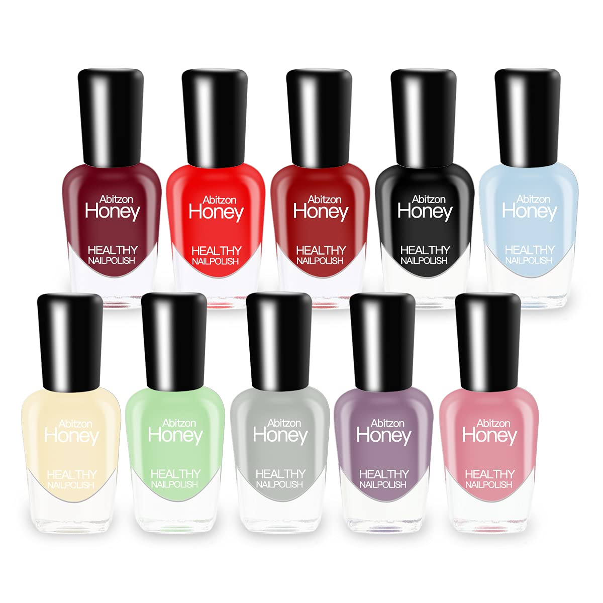 Abitzon New Nail Polish Set (10 Bottles) - Non-Toxic Eco-Friendly Easy Peel Off & Quick Dry Water Based Nail Polish: Style-3