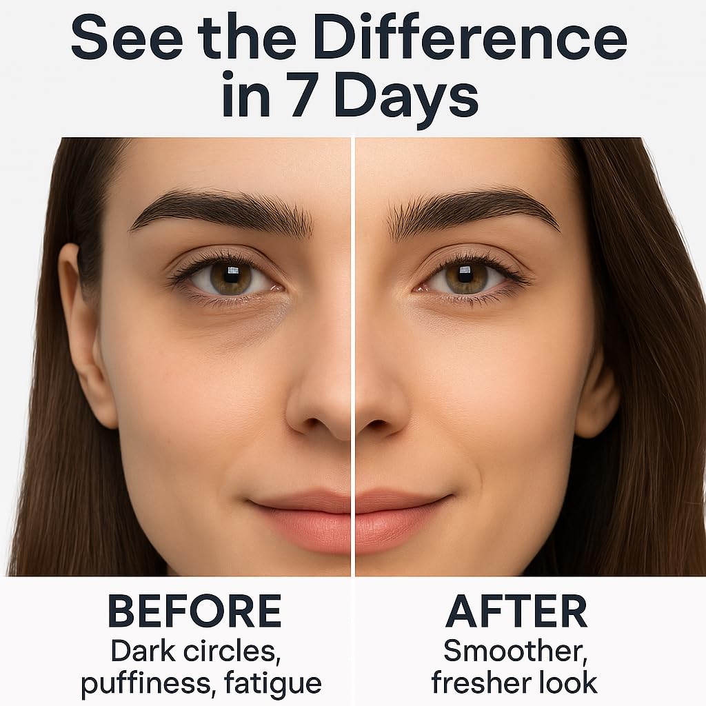 Caffeine Under Eye Cream for Puffiness and Bags Under Eyes - Roller for Puffy Eyes and Dark Circles Under Eye Treatment for Women, Men - Hyaluronic Acid and Niacinamide Serum - Face Puffiness Reducer