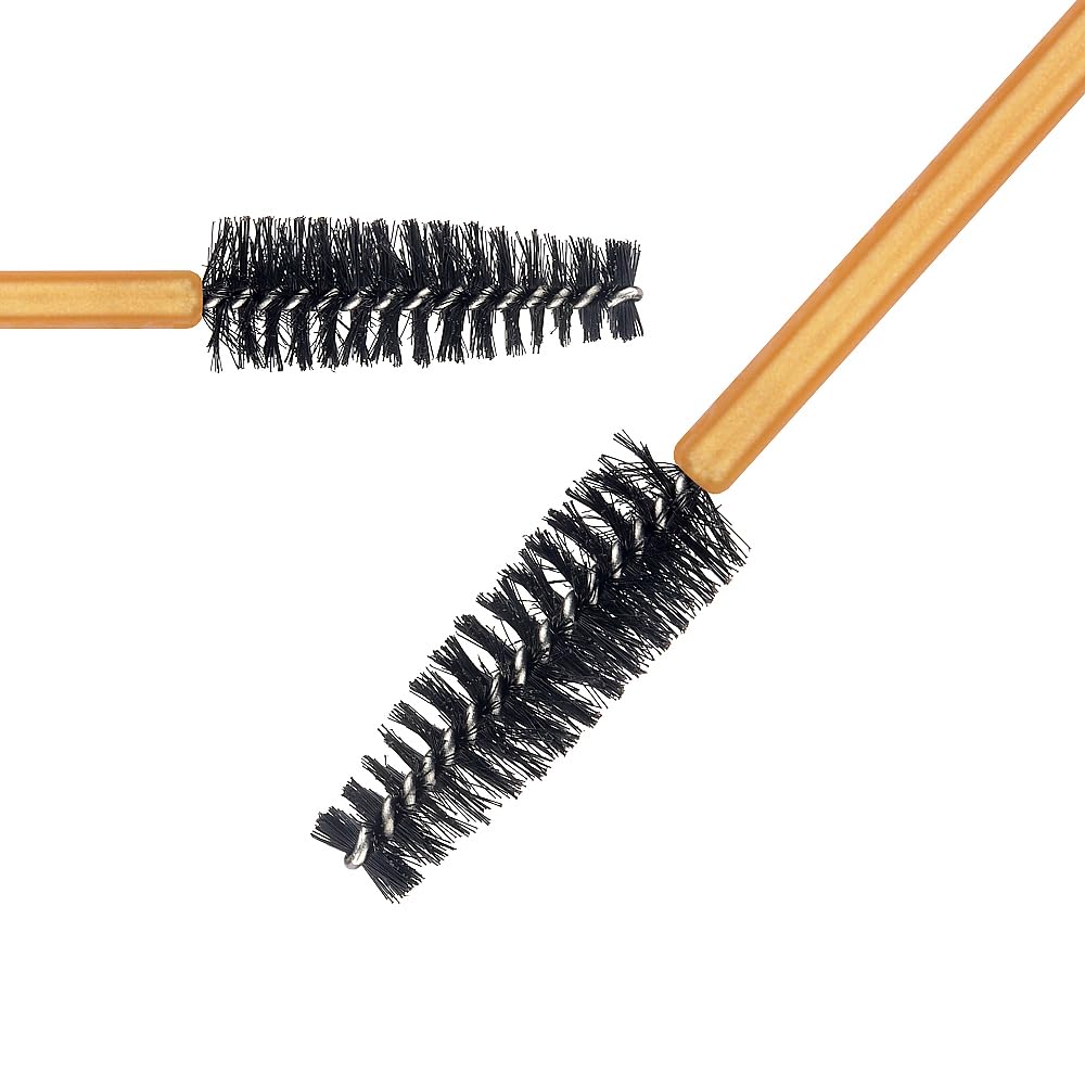Mekupeu Gold/Black-300Pcs: 300 Pack Mascara Wands Disposable Eye Lash Brushes Applicator For Eyelash Extensions Makeup Tool Bulk, Gold/Black