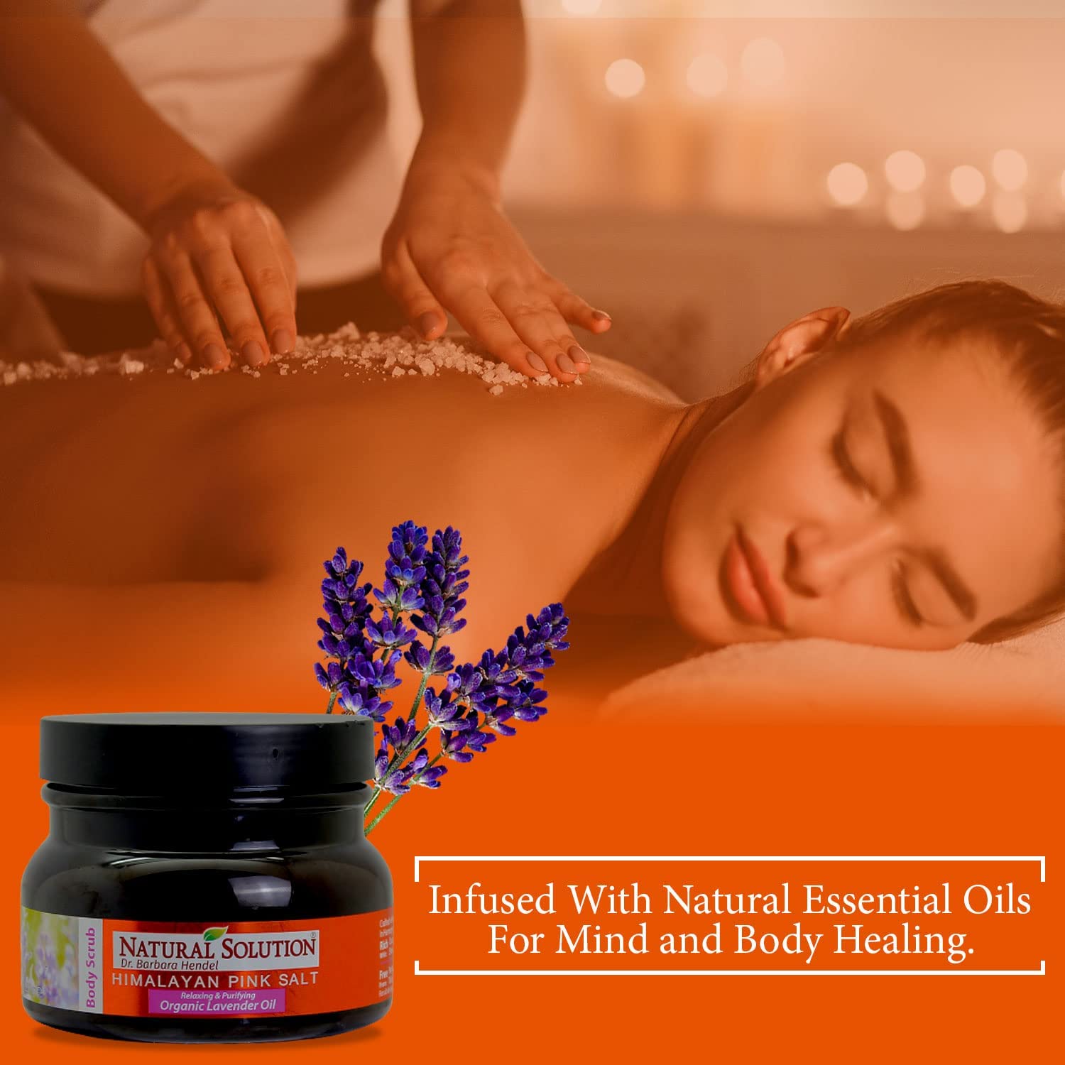 WBM LLC 8246F Natural Solution Himalayan Pink Salt Body Scrub with Organic Lavender Oil,Relaxing and Purifying for Younger Looking Skin Every Day, 12.3 oz