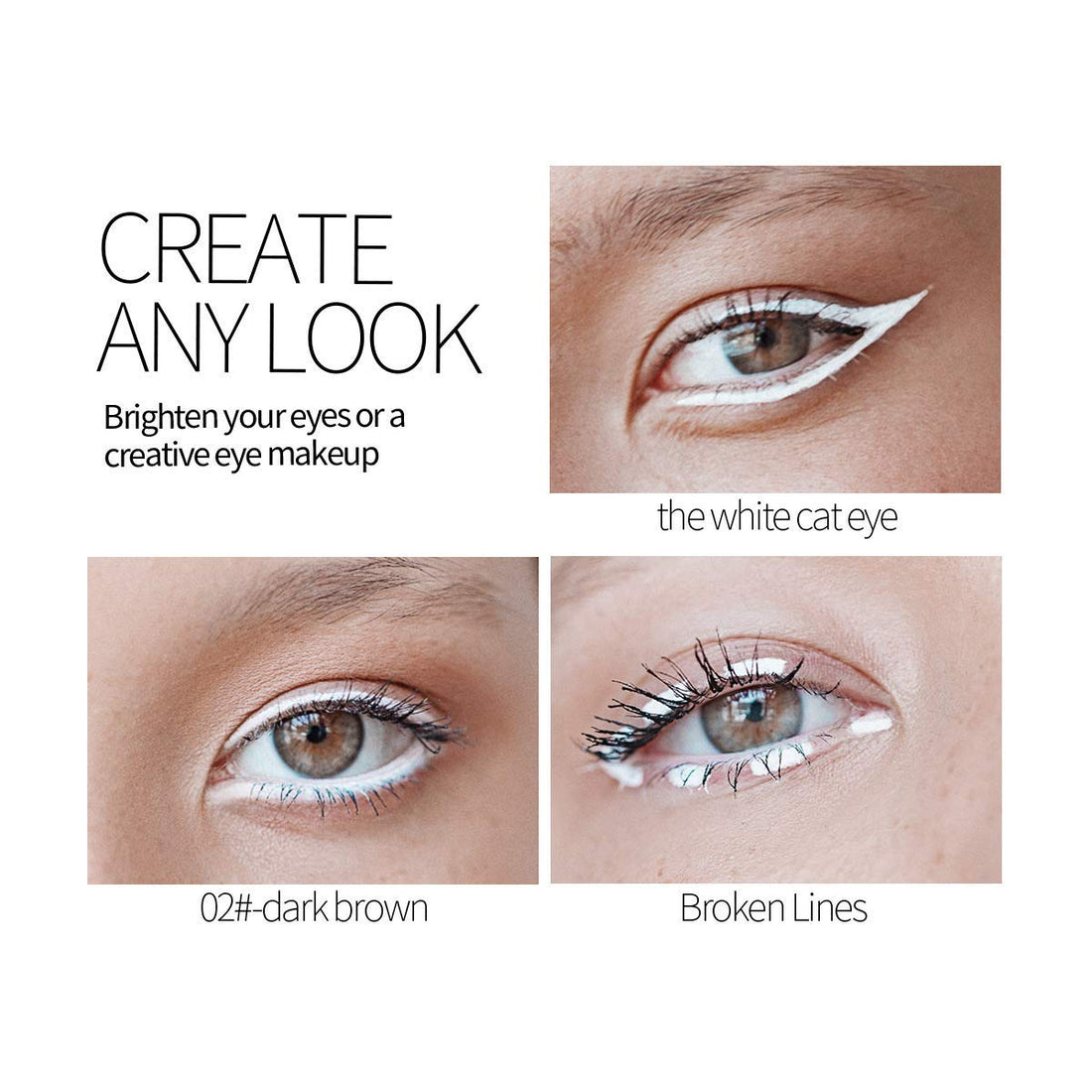 Go Ho 12 PCS White Eyebrow Eyeliner Pencils,White Eyeshadow Makeup Pen,Sweatproof Eye Highlighter Makeup Pencil,Long-lasting Nice Color Eye Brow Gel Pen,Brow Tint Sticks(White)
