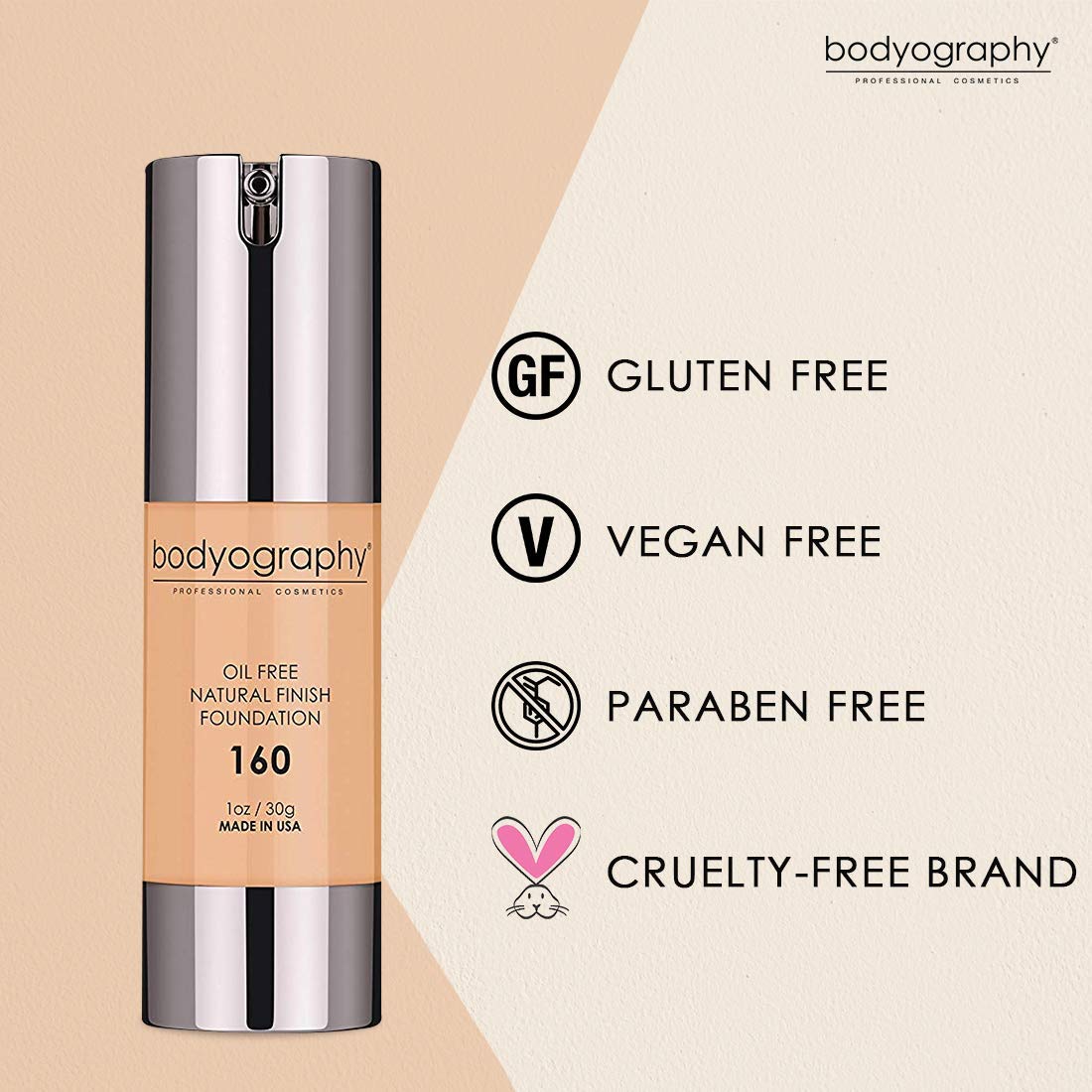 Bodyography Natural Finish Foundation #160, 1 oz by Bodyography