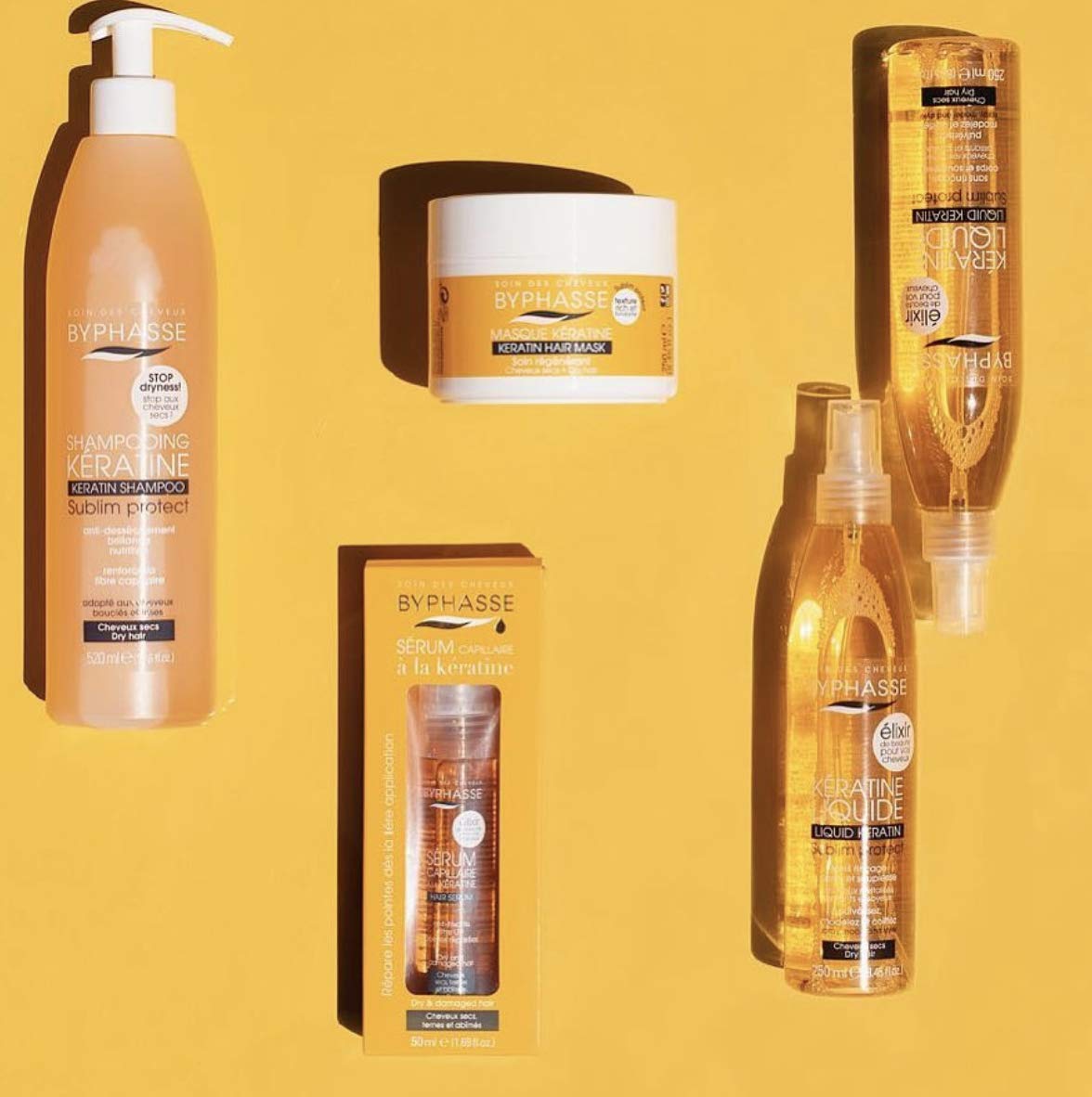 Byphasse Pack OF 3 - Keratin liquid sublim protect for dry hair - 250 ml