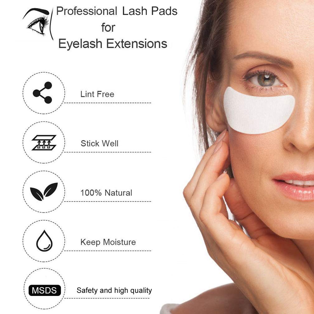 kovko Eyelash Extension Eye Pad, 100 Pairs Under Eye Pads, Lint Free Diy False Lash Extension Beauty Makeup Hydrogel Gel Eye Patches With Transparent Cosmetic Bag