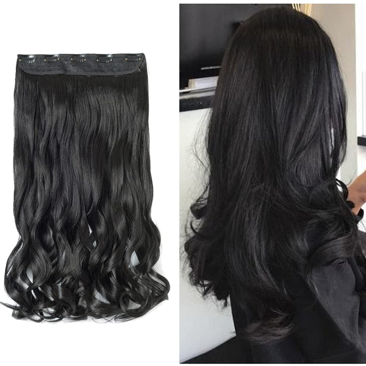 S-noilite Elegant 29 Longest Curly Natural 3 4 Full Head One Piece 5 Clips Clip In Hair Extensions 29-Curly Natural Black