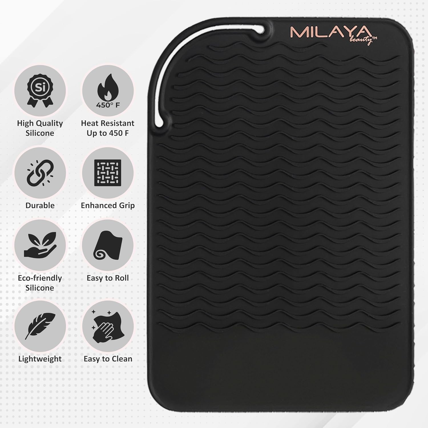 Professional Silicone Heat Resistant Styling Station Mat for All Hair Irons, Curling Iron, Straightener Pad, Iron Flat Hair, Waver, Hair Tools Appliances Hair Dryer Salon Tools Hair Stylist Black