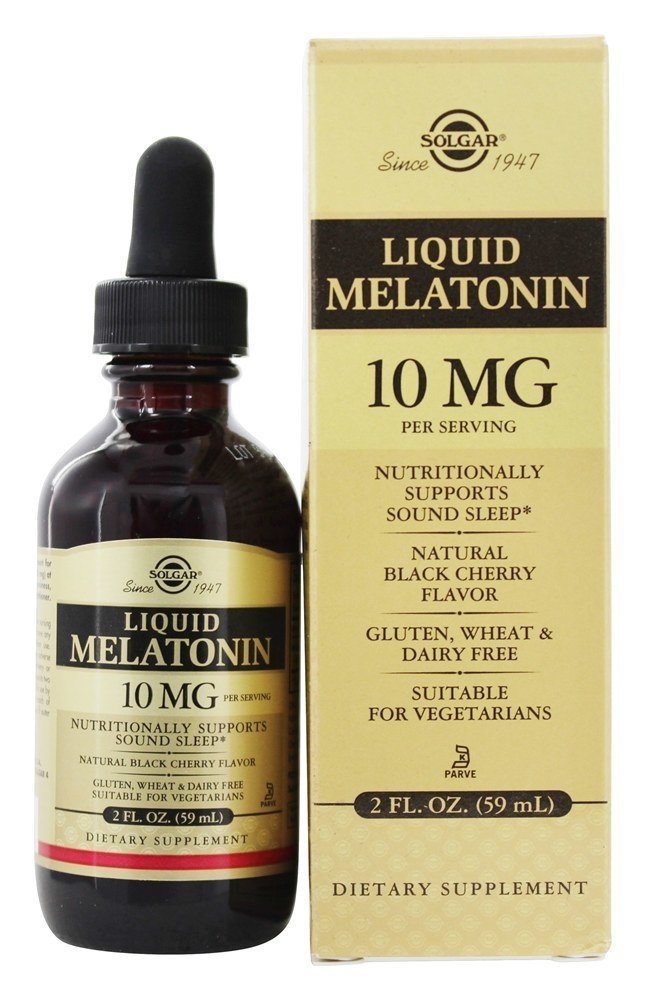 Solgar Liquid Melatonin 10 mg, Natural Black Cherry Flavor - 2 fl oz, Pack of 2 - Great for Jet Lag - Vegan, Gluten Free - 118 Total Servings