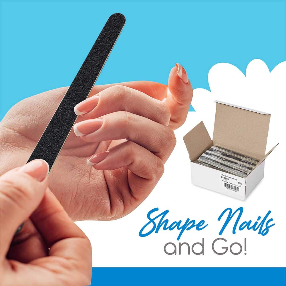 Flowery Disposable Nail File BLACK WOOD CORE SIL/CARB 100 files per box