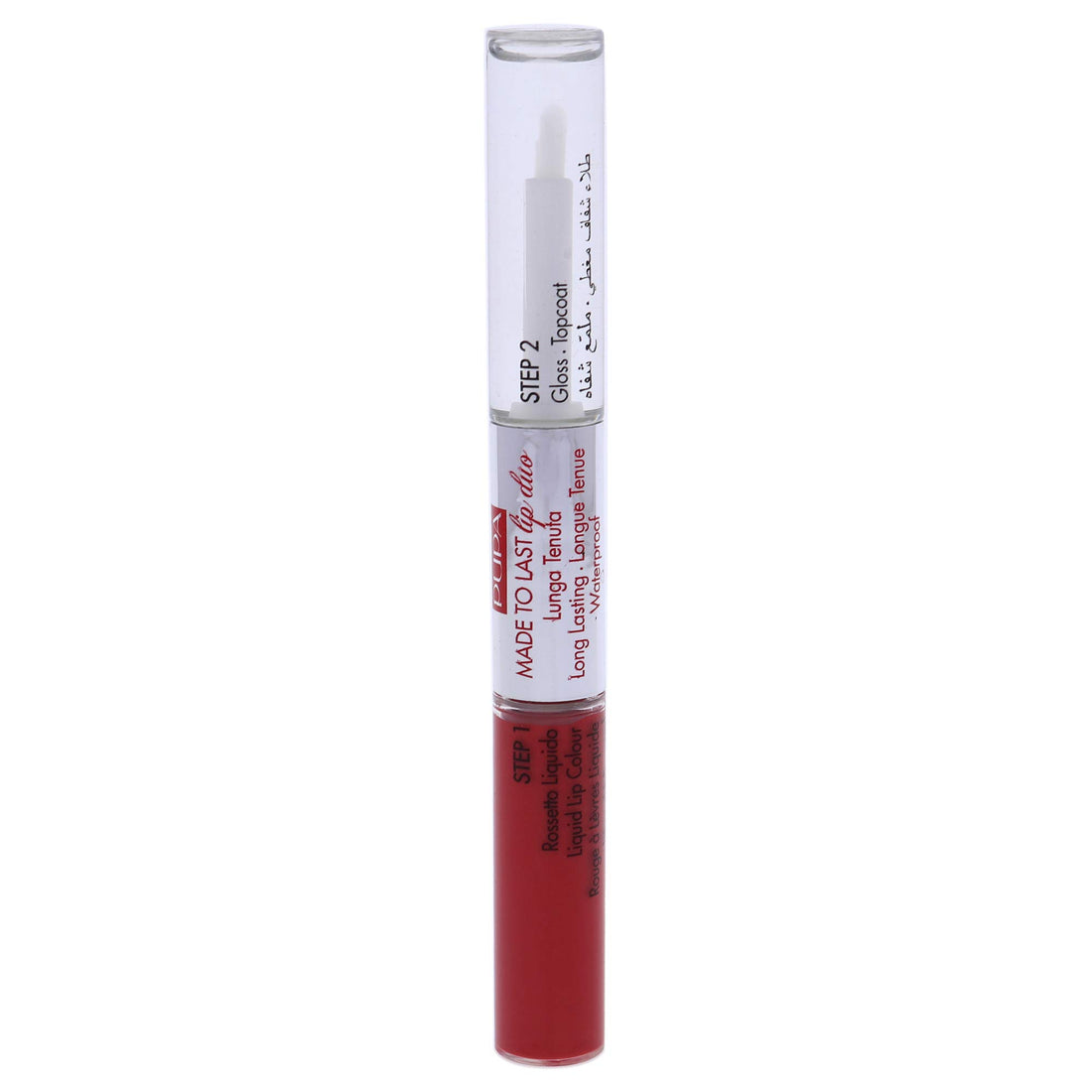 Pupa Milano Made To Last Lip Duo - Comfortable Liquid Lip Color with Top Coat - Waterproof - Long Lasting Hold - Ultra Shiny, Latex Effect Make-Up Result - 018 Imperial Red - 0.13 Oz,I0111658