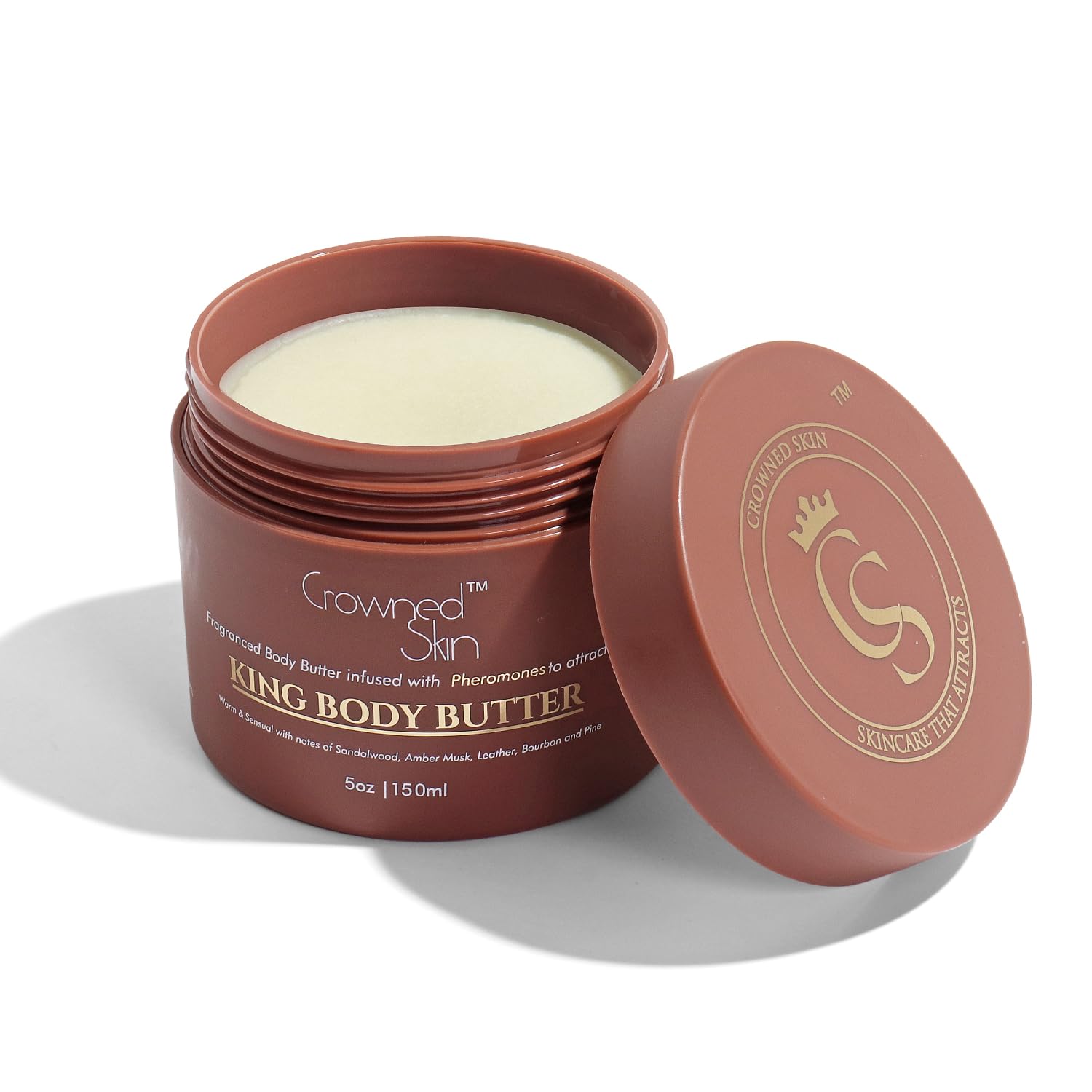 Crowned Skin King Cologned Body Butter | Warm and Sensual Scent | Blended with Sandalwood & Leather | Infused with Organic Shea & Mango Butters | Moisturizing Formula with All-Day Fragrance | 5oz