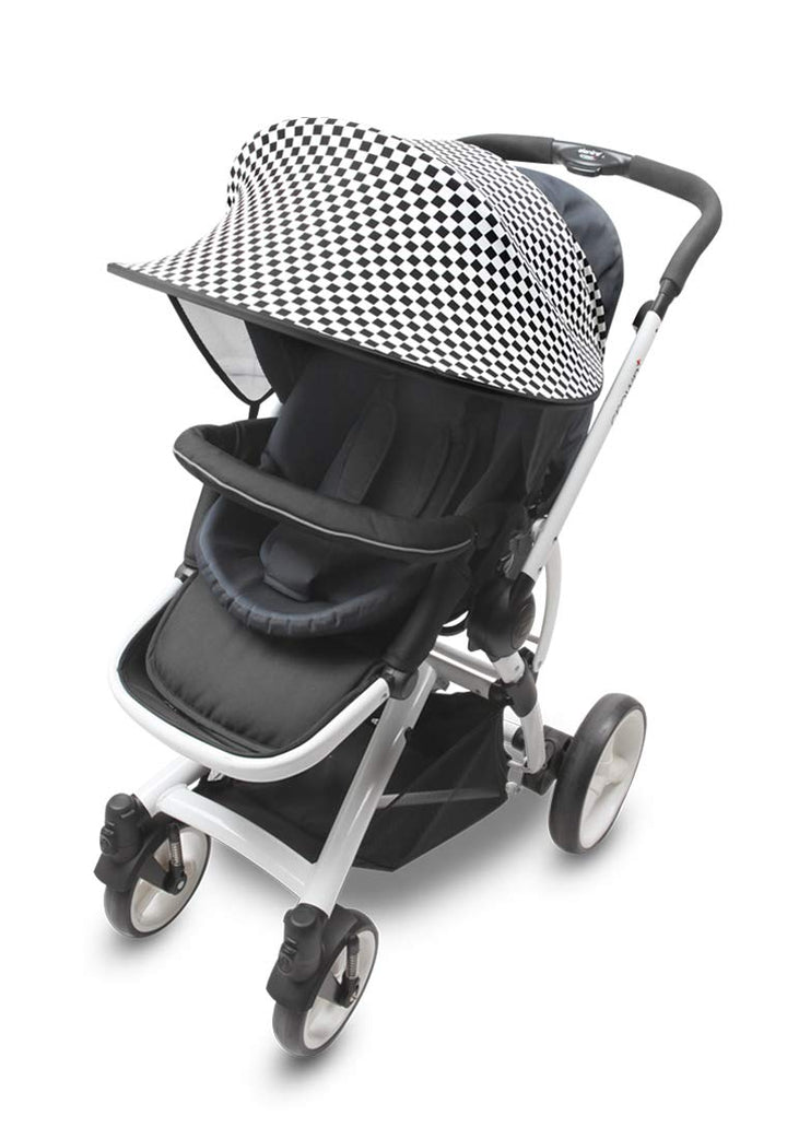 Manito Sun Shade for Strollers and Car Seats - Scandi (Mosaic Black) UPF 50+