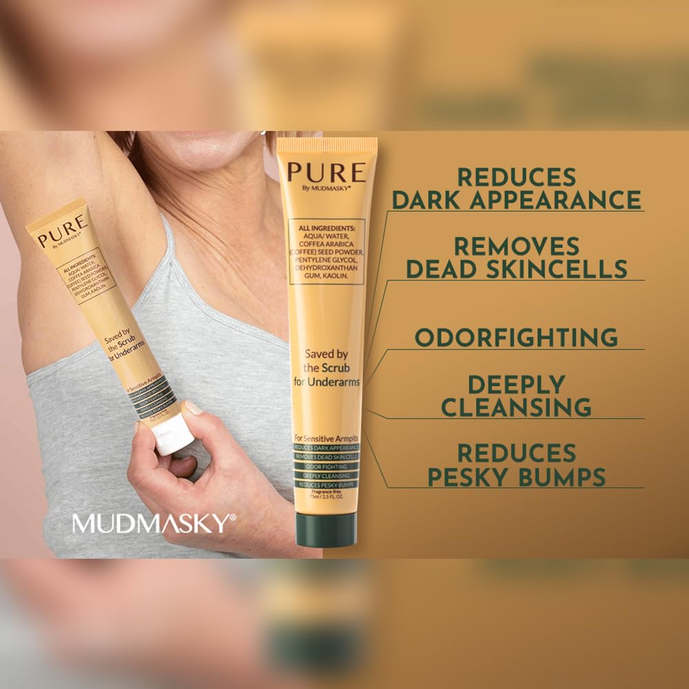 PURE by MUDMASKY Softening Saved by the Scrub For Underarms. Armpit Detox Scrub & Mask. Natural & Clean Body Scrub