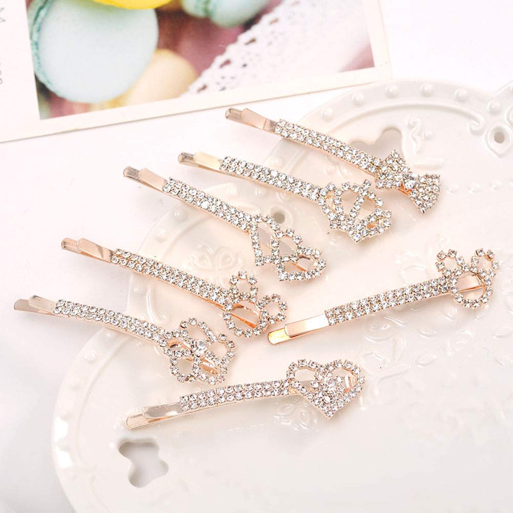 7PCS Rhinestone Crystal Clip Hair Pin Clamps Accessories Bobby Pin Headwear for Women Girls