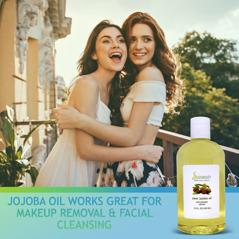 Soapeauty Clear Jojoba Oil | 100% Pure & Natural | Refined, Cold Pressed, Hexane Free | Moisturizing Oil for Skin, Face, Hair & Nails | 32 fl oz