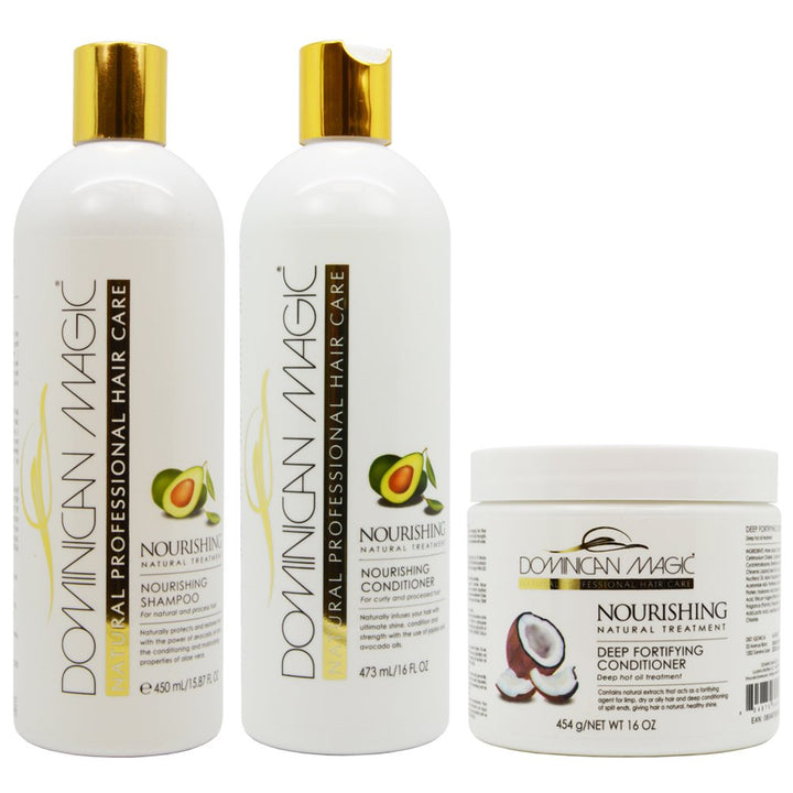 Dominican Magic Nourishing Shampoo & Conditioner & Deep Fortifying Conditioner Set by Dominican Magic