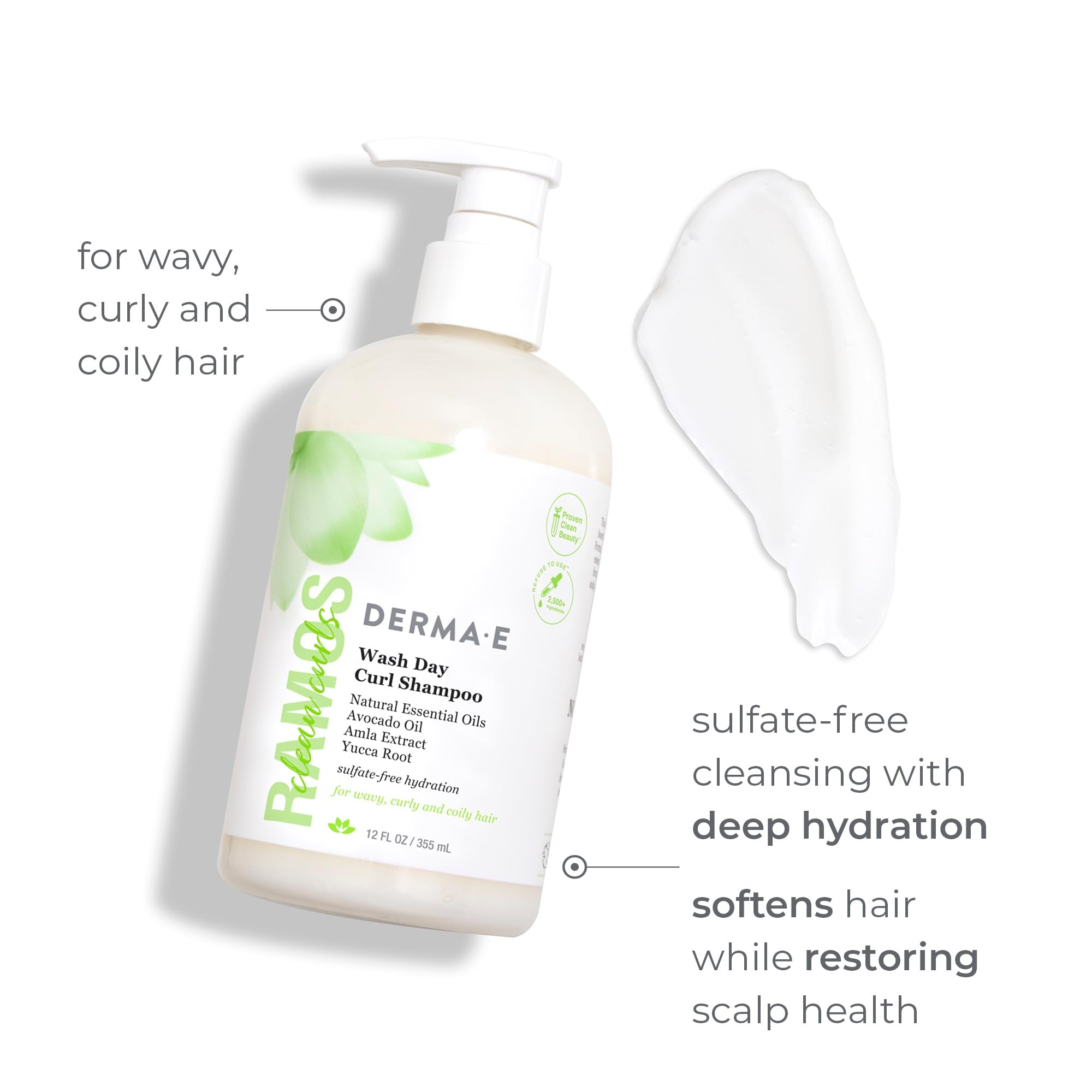 DERMA E Ramos Wash Day Curl Shampoo, 12 oz