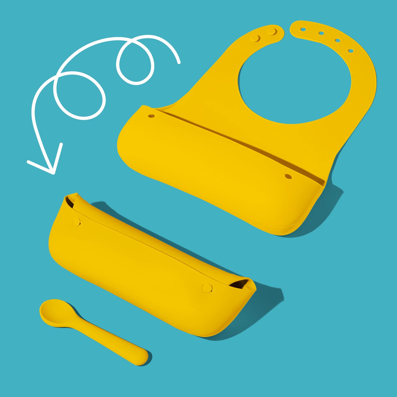 Avanchy Silicone Baby Bibs, Waterproof, Adjustable, BPA Free, Soft Unisex Set for Toddlers with Matching Spoon, Green