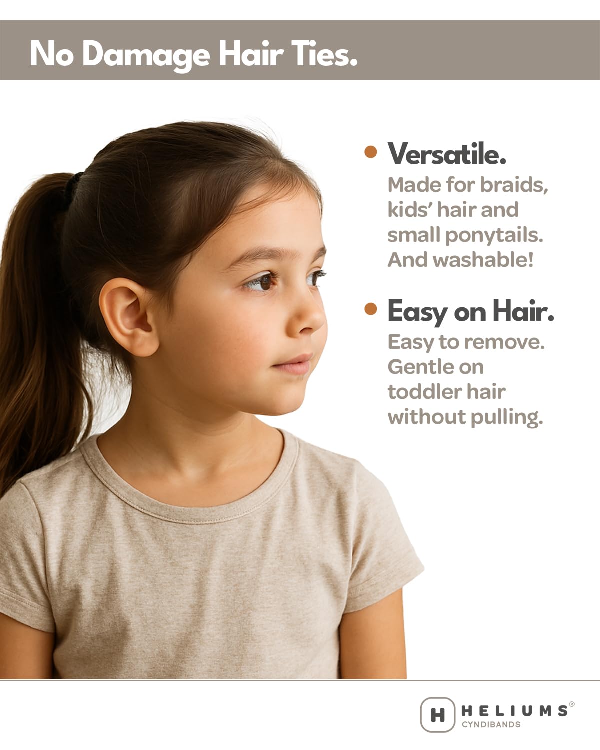 Heliums Extra Small Hair Ties No Damage - Light Brown - Mini 0.7 Inch Tiny Soft Seamless Hair Bands for Toddlers, Braids, Kids Ponytails- 40 Count