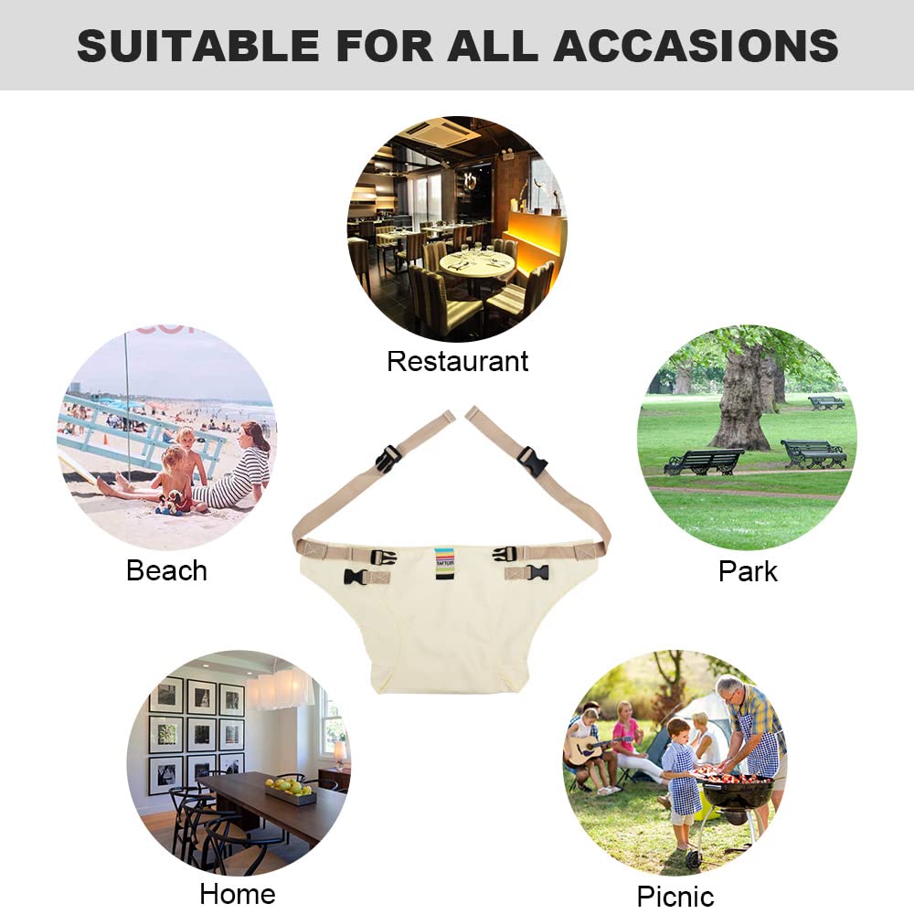 Lychee Harness Seat for High Chair Baby Feeding Safety Seat with Strap, Toddler Booster Harness Belt Portable Dining Seat Strap for Travel Home Restaurant Shopping (Khaki)