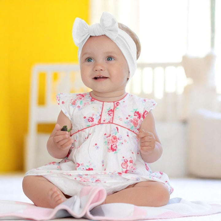 BABYGIZ Baby Girl Headbands-Infant,Toddler Cotton Handmade Hairbands with Bows Child Hair Accessories (White)