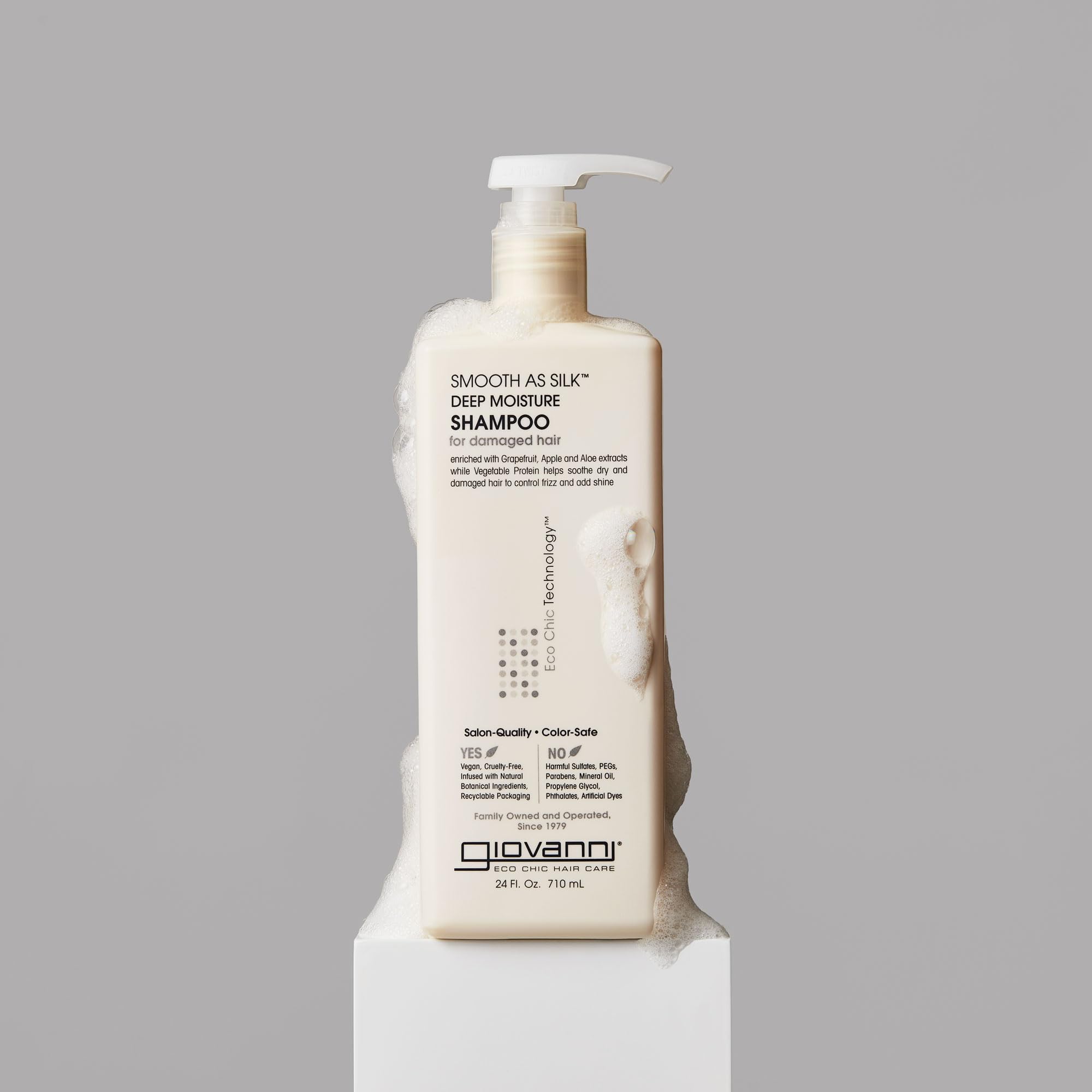 GIOVANNI Smooth as Silk Deep Moisture Shampoo (Apple + Aloe Extracts), Hydrates and Calms Frizz, Detangles, Wash & Go, Curly & Wavy Hair, Sulfate & Paraben Free, Color Safe, Lavender, 24 Fl Oz