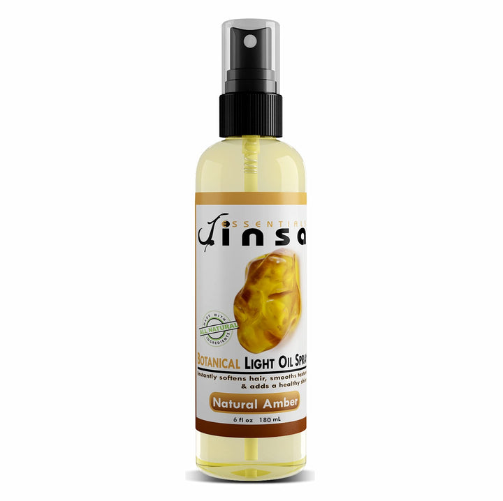 Jinsa Essentials | Botanical Light Oil Spray | 100% Natural Vegetable Ingredients | Moisturizes Hair Without Build-Up Adds A Beautiful Shine | Leaves A Wonderful Scent - 6 oz (Amber)