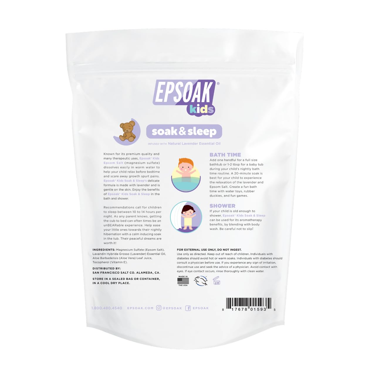 Epsoak Kids Lavender Soak & Sleep Epsom Salt - 2 lb. Bag