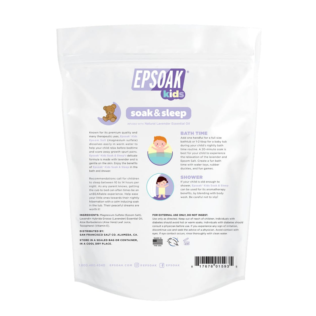 Epsoak Kids Lavender Soak & Sleep Epsom Salt - 2 lb. Bag