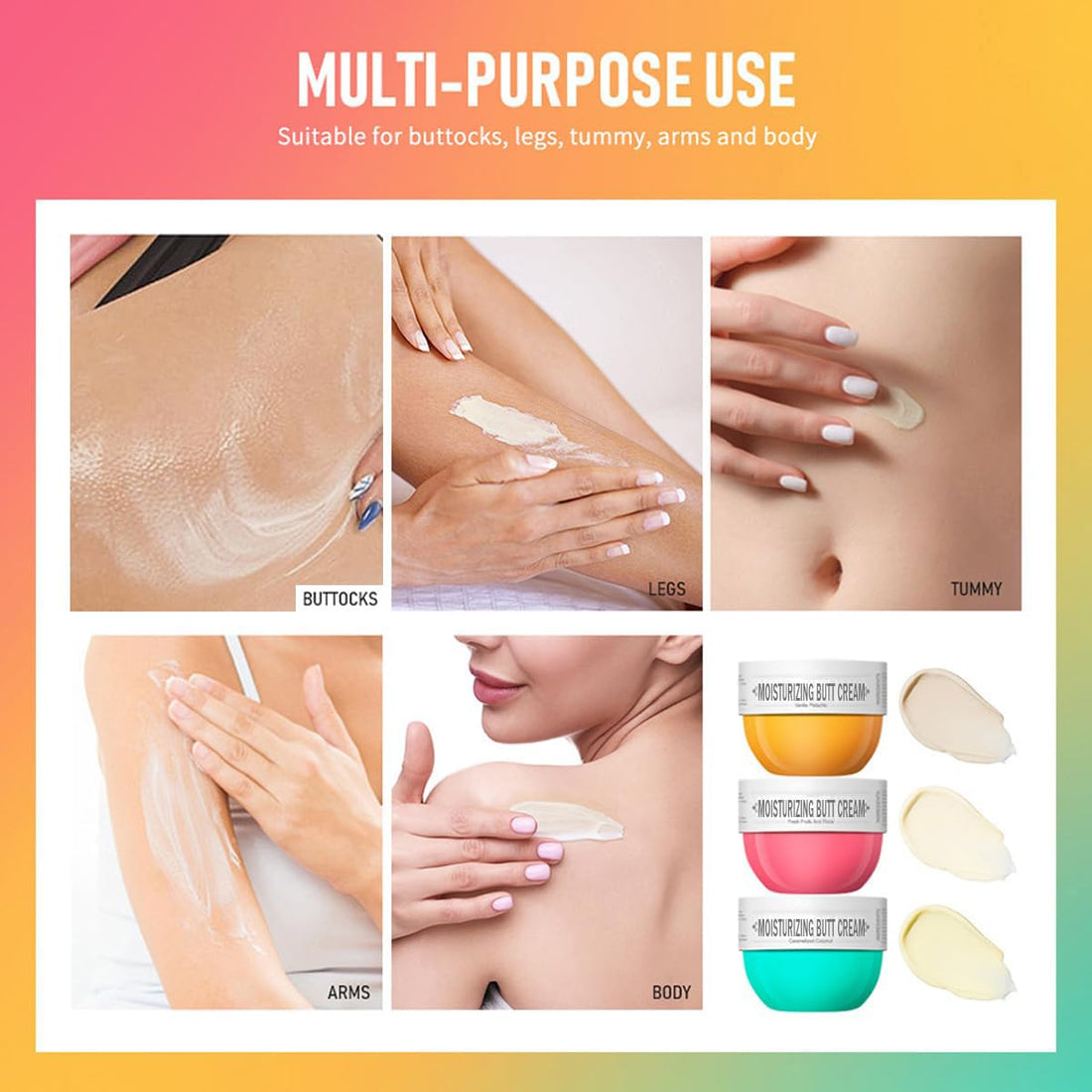 Tiejdhr Moisturizing Butt Cream, Body Cream Butt Firming Cream Body Skin Repair- Fast Absorbing, Non-Greasy Hydrate & Smooth Skin- 80ml (#2 Fresh Flower Fruit Smell)