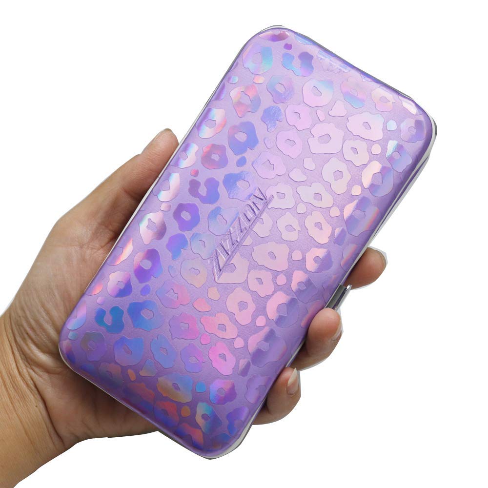 Zizzon Nail Clippers Kit Manicure Pedicure Set With Changeable Color Case(Purple)