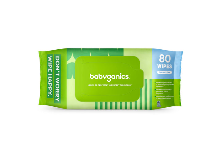 Babyganics Baby Wipes, Unscented Diaper Wipes, 400 Count, (5 Packs of 80), Non-Allergenic and formulated with Plant Derived Ingredients