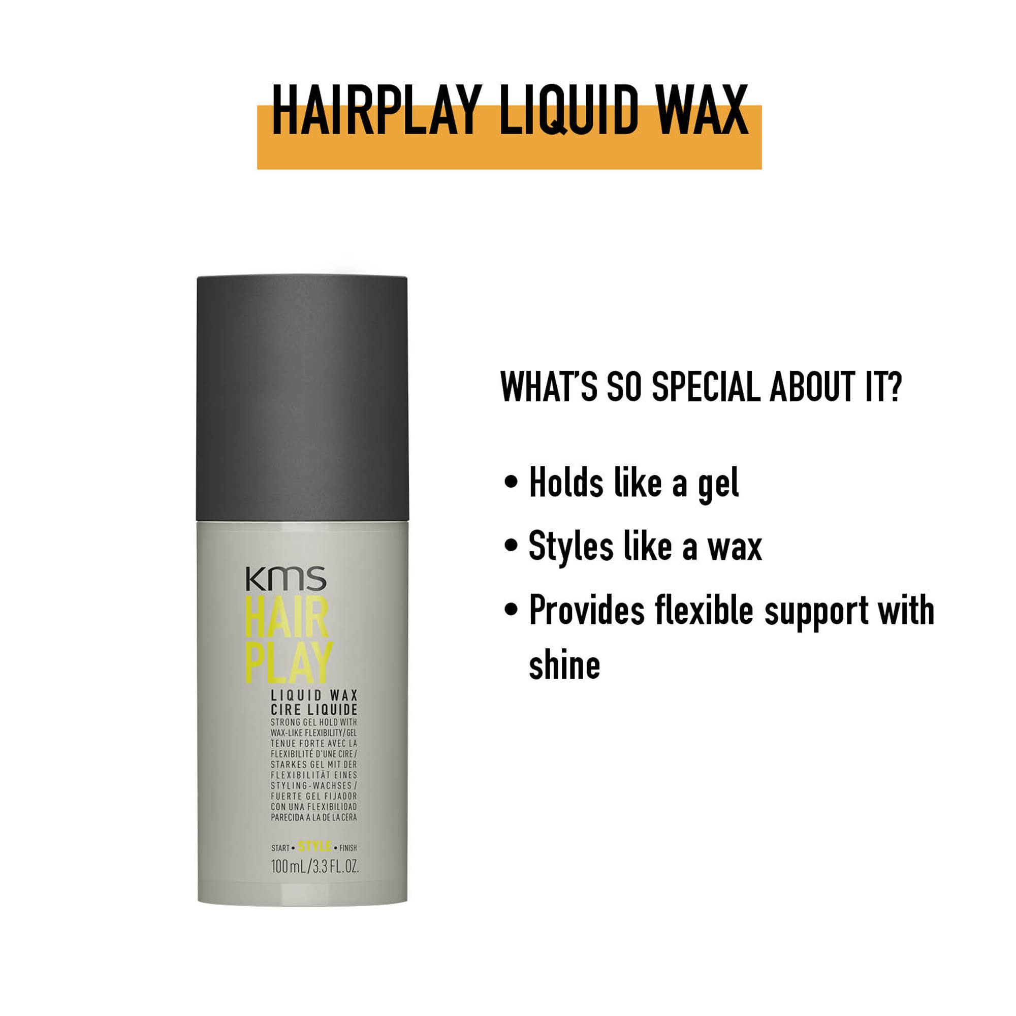KMS Hair Play Liquid Wax - 3.3 oz (with free Sleek Steel Pin Comb)
