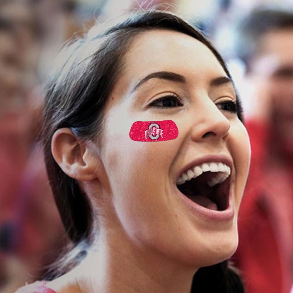 Ohio State Buckeyes NCAA Glitter Eye Black Strips, Perfect for Game Day and Tailgate (2 Pairs)