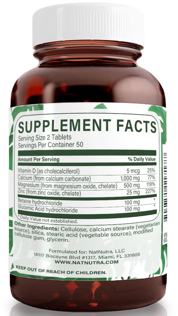 Natural Nutra Calcium Magnesium Zinc (Cal-Mag Zinc) Supplement with Vitamin D3 for Bone Strength, Helps Improve Digestion, Health Gluten Free and Sugar Free, Essential Mineral Complex (100 Count)