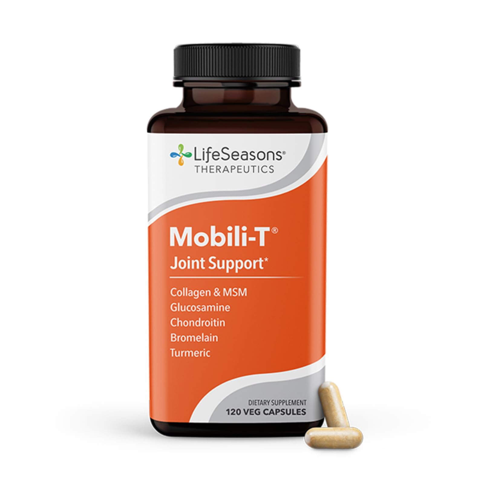 LifeSeasons Mobili-T - Joint Support Supplement - Glucosamine Chondroitin MSM Collagen Bromelain & Turmeric - Reduce Swelling & Aches - Increase Range of Motion & Mobility - 120 Capsules