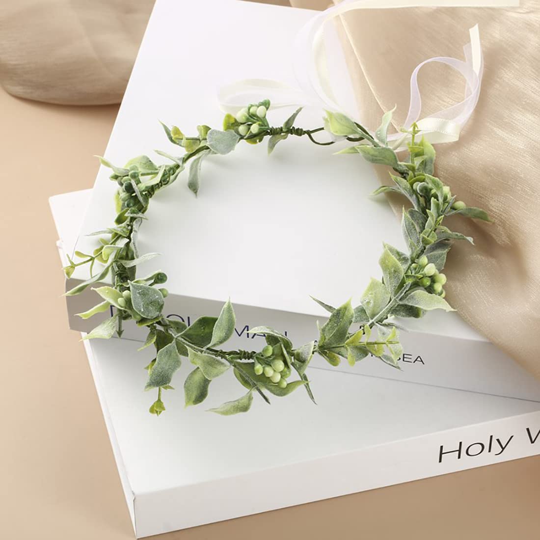 FIDDY898 Greenery Flora Crown Green Flower Crown Flora Head Piece