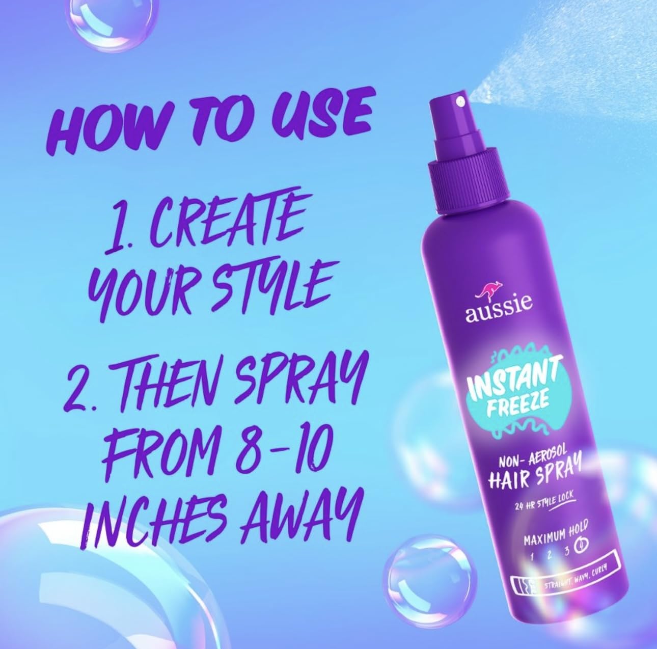 Aussie Instant Freeze Hair Spray Non-Aerosol Maximum Hold 8.5 oz (Pack of 3)