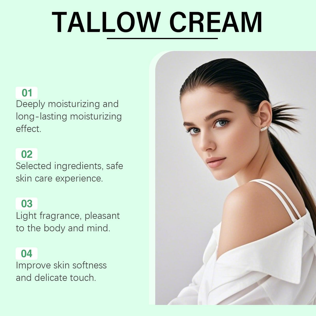 EELHOE Grass Fed Beef Tallow for Skin Organic Whipped Beef Tallow Frankincense and Castor Oil Face Moisturizer Cream for Face Hand Body 100% Pure Natural Facial Skincare for Women Men