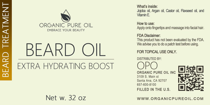 Unscented Beard Oil - Natural, Non-GMO, Facial Hair Hydrating & Conditioning Oil Blend - 32 oz - Bulk Sized, Promoting Growth and Silky Smooth Hair - Jojoba, Argan & More
